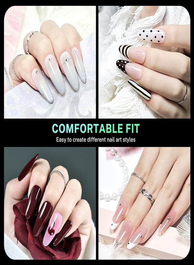 JODSONE Oval Fake Press on Nails Pre-shape Round Gel for Full Cover Acrylic Round Oval Full Nail Tips 12 Sizes 360Pcs for DIY at Home - Image 2